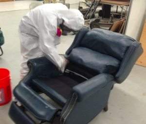 furniture restoration of recliner Abbotts Cleanup and Restoration Colorado